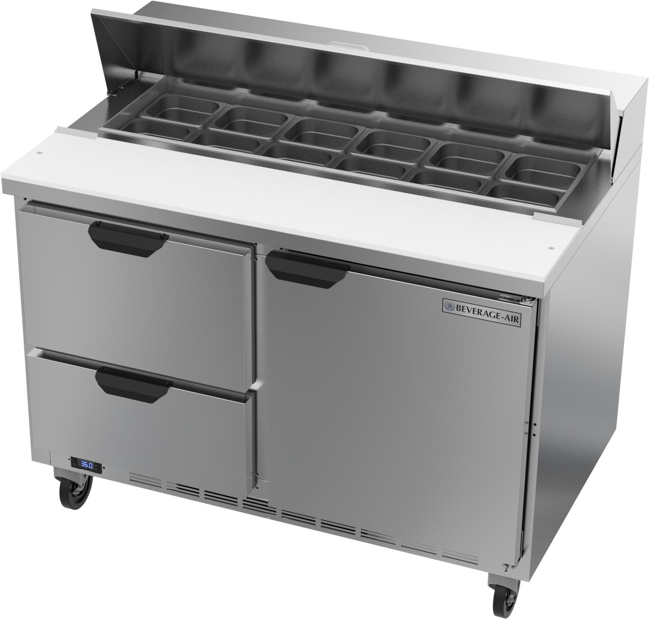 SPED48HC-12-2 | 48" Sandwich Prep Table Two Drawers One Door Standard Top