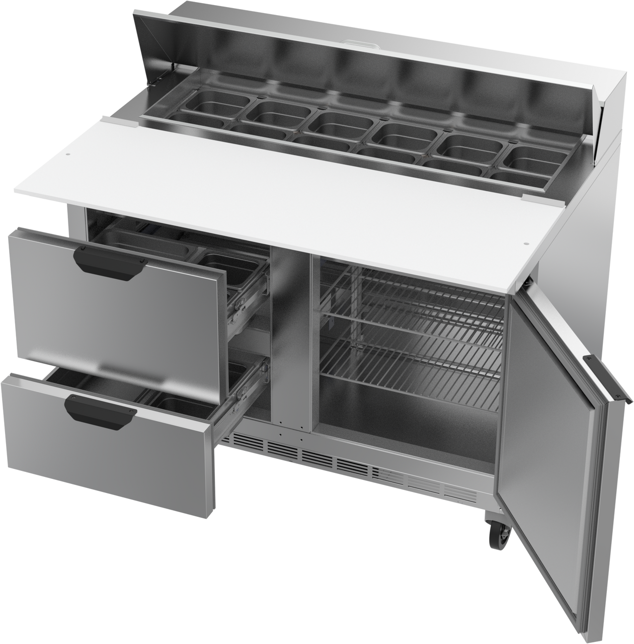 SPED48HC-12C-2 | 48" Sandwich Prep Table Two Drawers One Door with 17" Cutting Board