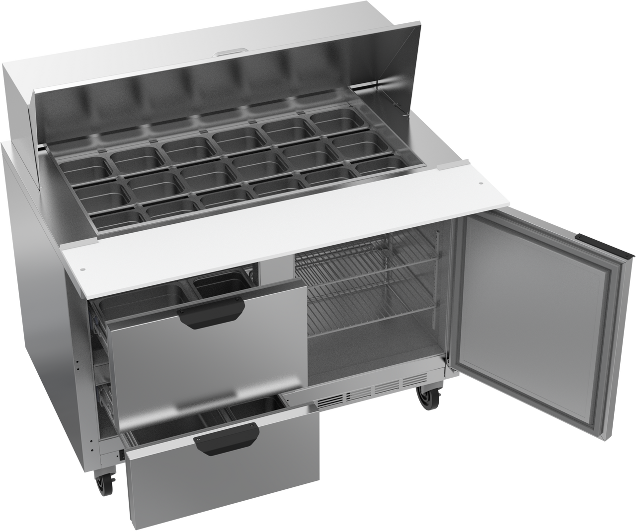 SPED48HC-18M-2 | 48" Sandwich Prep Table Two Drawers One Door Mega Top