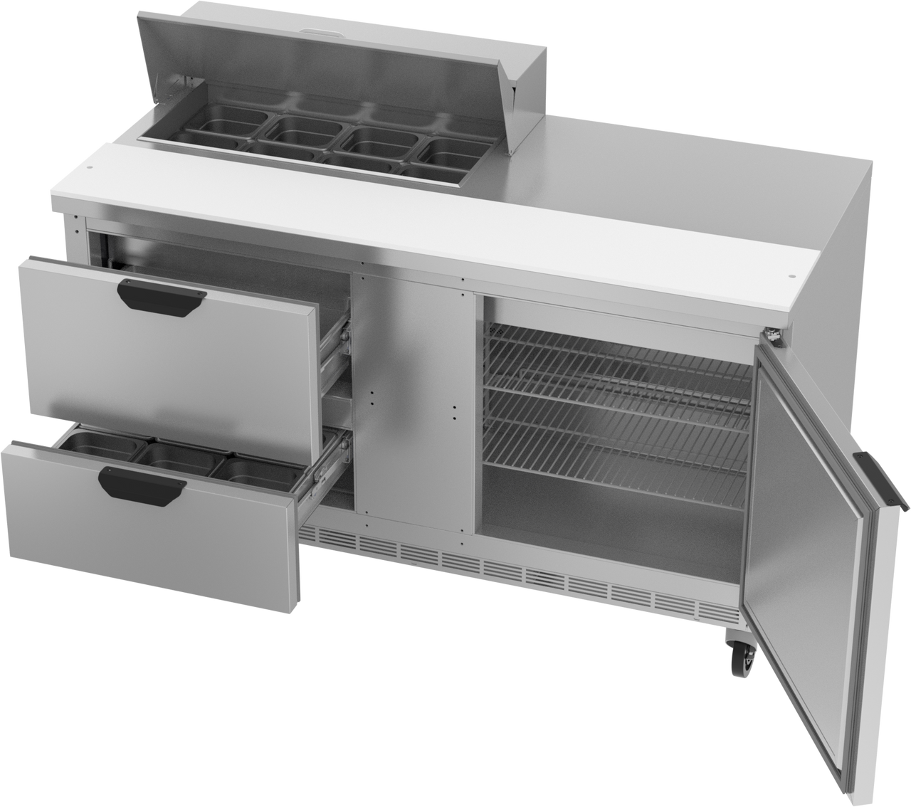 SPED60HC-08-2 | 60" Sandwich Prep Table Two Drawers One Door Standard Top