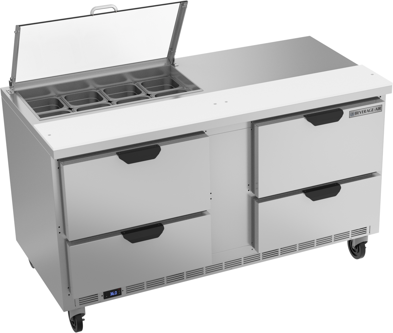 SPED60HC-08-4-CL | 60" Sandwich Prep Table Four Drawers with Clear Lid