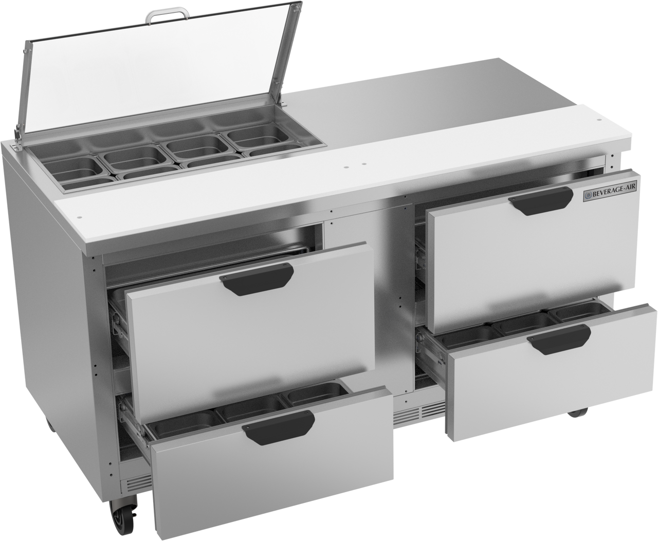 SPED60HC-08-4-CL | 60" Sandwich Prep Table Four Drawers with Clear Lid