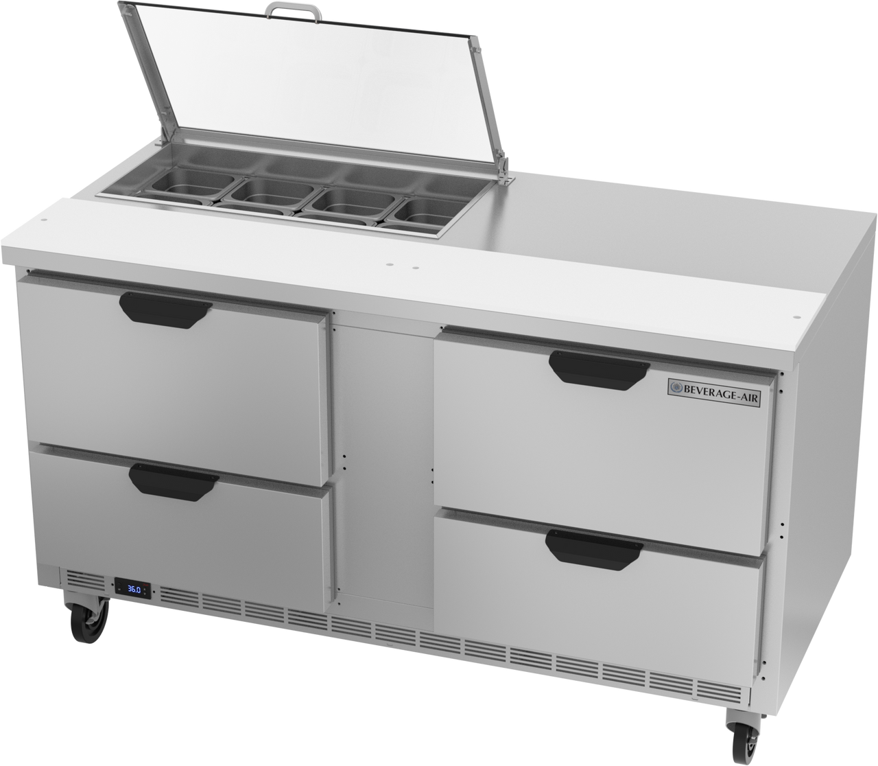 SPED60HC-08-4-CL | 60" Sandwich Prep Table Four Drawers with Clear Lid