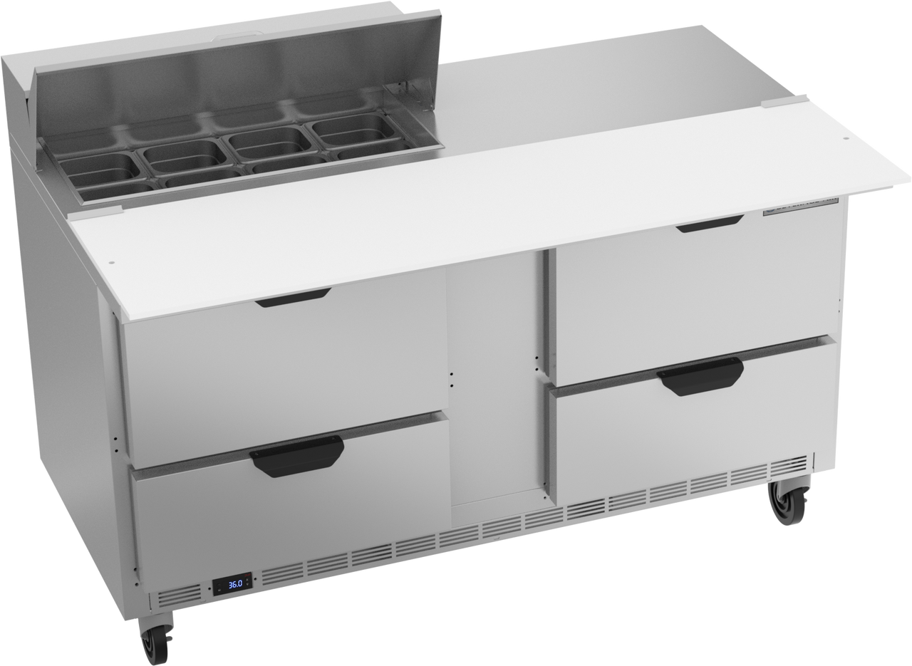 SPED60HC-08C-4 | 60" Sandwich Prep Table Four Drawers with 17" Cutting Board