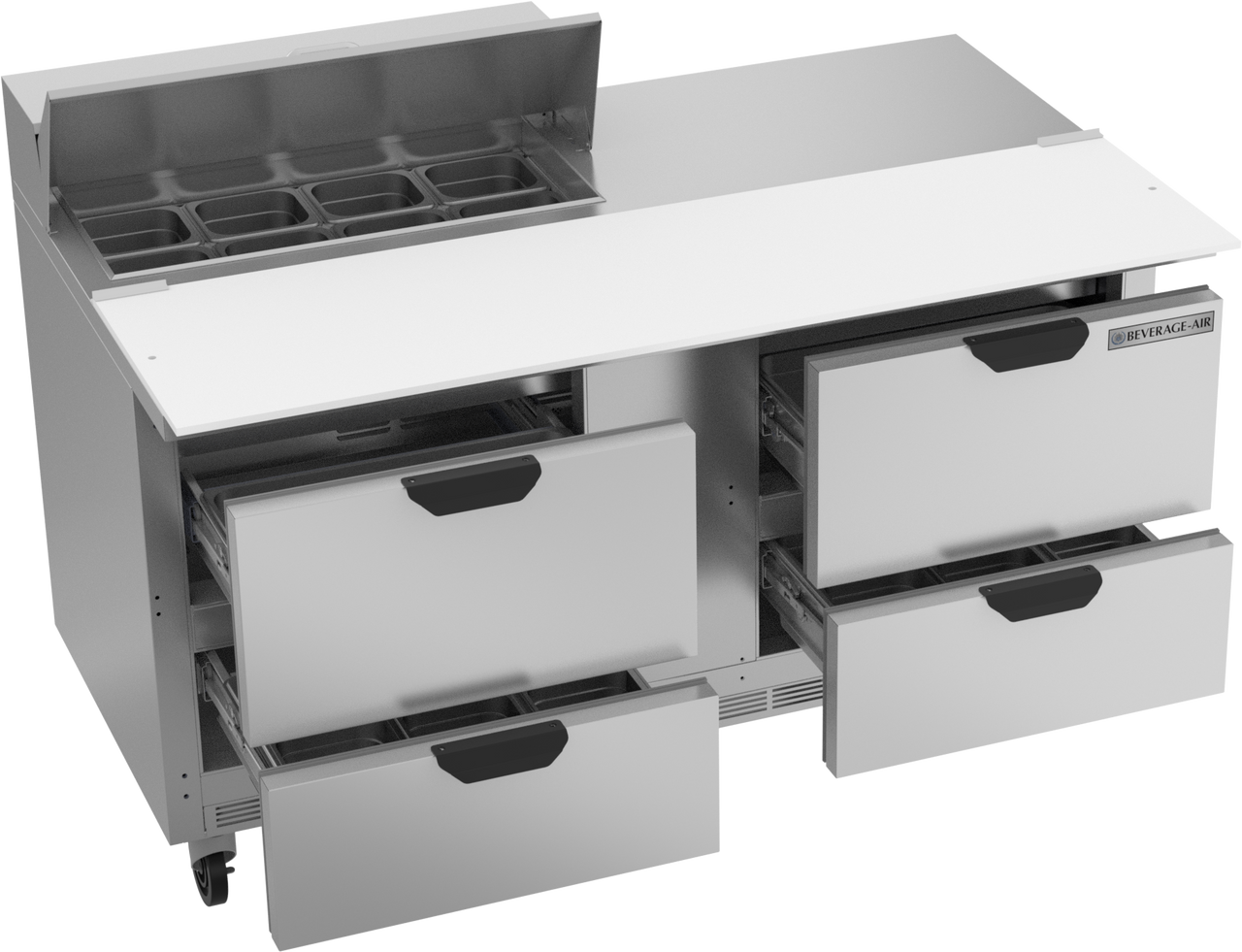 SPED60HC-08C-4 | 60" Sandwich Prep Table Four Drawers with 17" Cutting Board