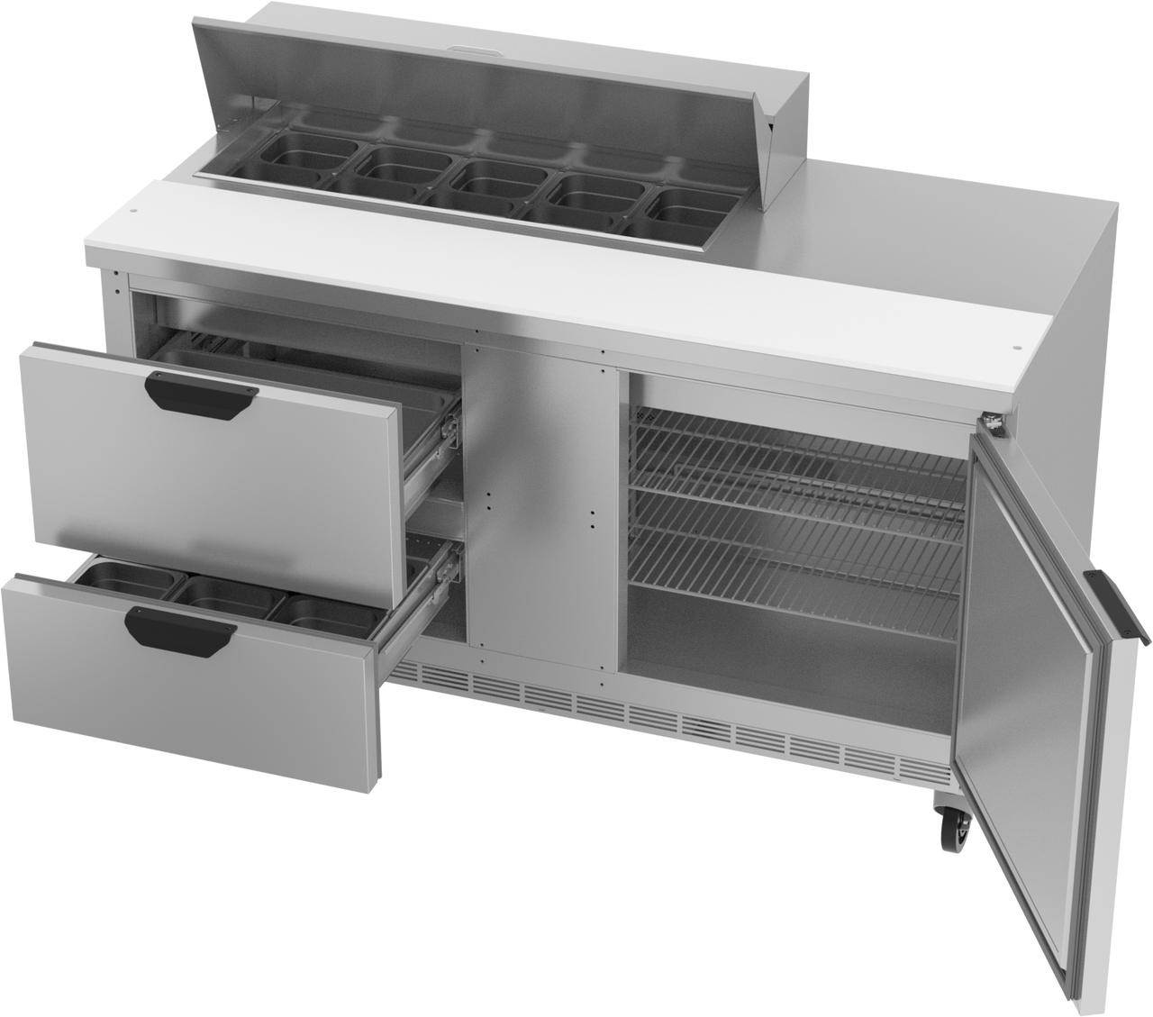 SPED60HC-10-2 | 60" Sandwich Prep Table Two Drawers One Door Standard Top