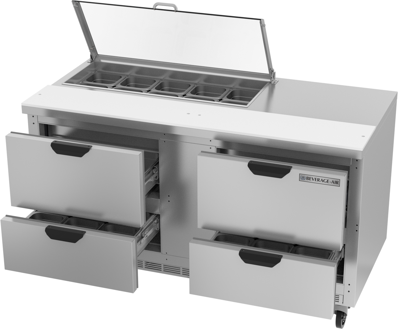 SPED60HC-10-4-CL | 60" Sandwich Prep Table Four Drawers with Clear Lid