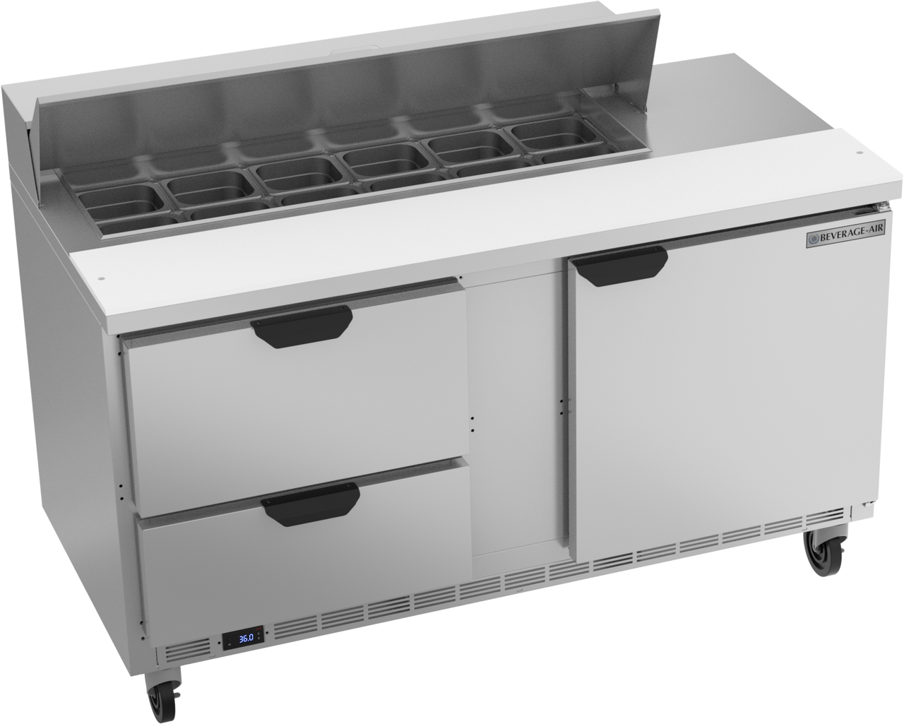 SPED60HC-12-2 | 60" Sandwich Prep Table Two Drawers One Door Standard Top