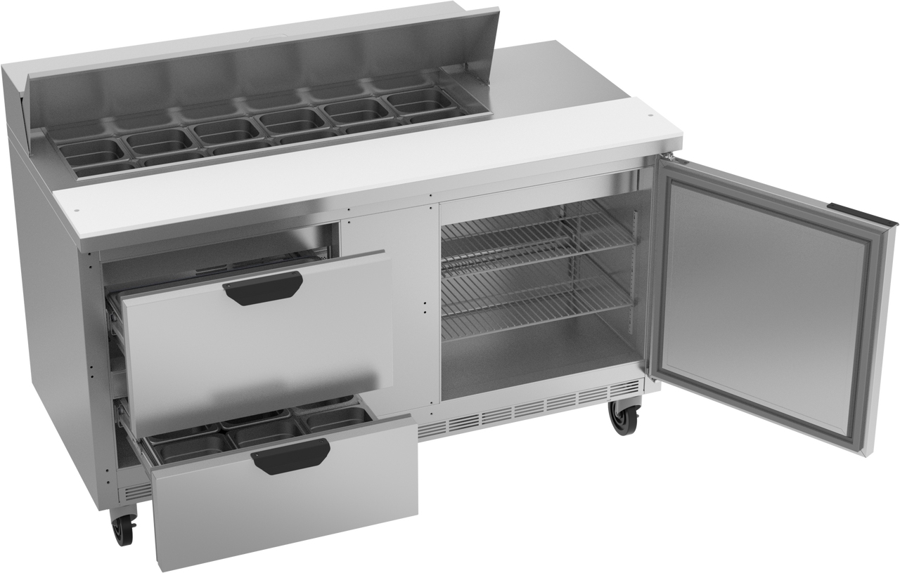 SPED60HC-12-2 | 60" Sandwich Prep Table Two Drawers One Door Standard Top