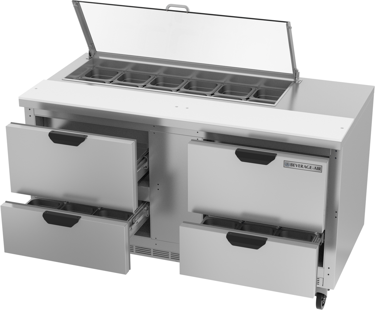 SPED60HC-12-4-CL | 60" Sandwich Prep Table Four Drawers with Clear Lid
