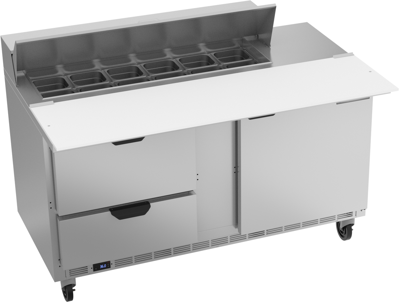 SPED60HC-12C-2 | 60" Sandwich Prep Table Two Drawers One Door with 17" Cutting Board