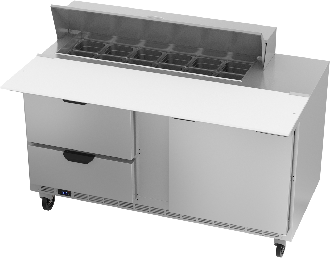 SPED60HC-12C-2 | 60" Sandwich Prep Table Two Drawers One Door with 17" Cutting Board
