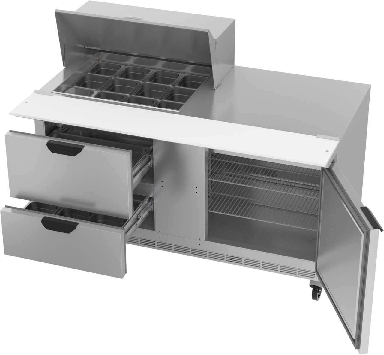 SPED60HC-12M-2 | 60" Sandwich Prep Table Two Drawers One Door Mega Top