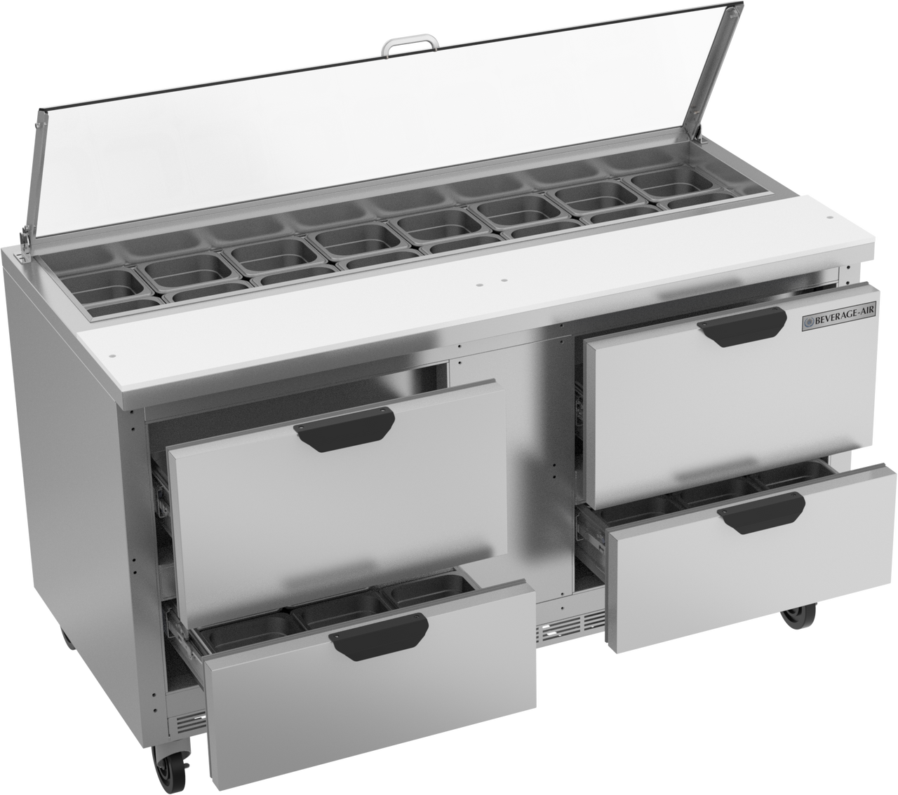 SPED60HC-16-4-CL | 60" Sandwich Prep Table Four Drawers with Clear Lid