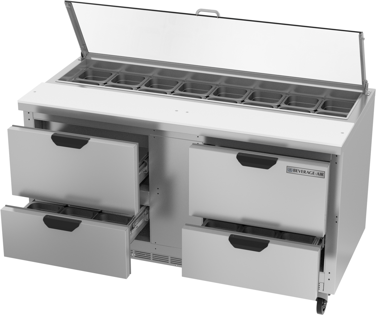 SPED60HC-16-4-CL | 60" Sandwich Prep Table Four Drawers with Clear Lid