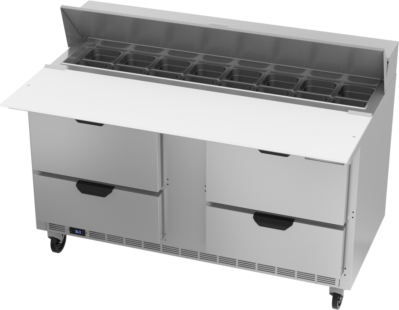 SPED60HC-16C-4 | 60" Sandwich Prep Table Four Drawers with 17" Cutting Board