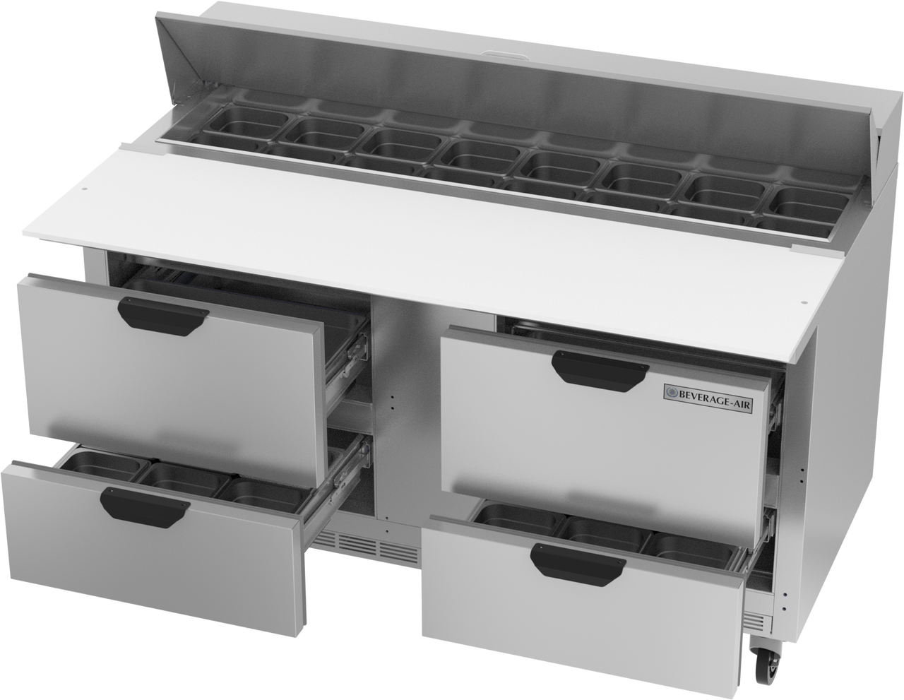 SPED60HC-16C-4 | 60" Sandwich Prep Table Four Drawers with 17" Cutting Board