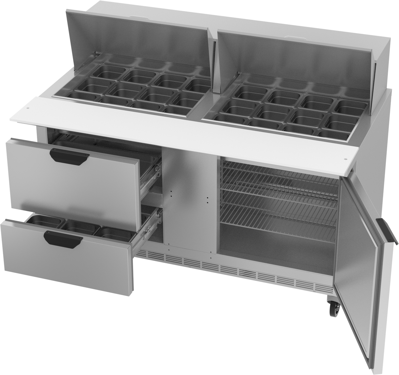 SPED60HC-24M-2 | 60" Sandwich Prep Table Two Drawers One Door Mega Top