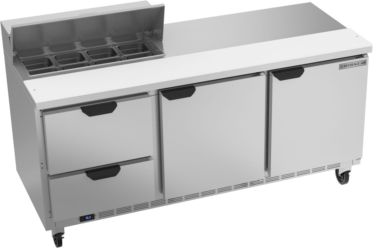 SPED72HC-08-2 | 72" Sandwich Prep Table Two Drawers Two Doors Standard Top