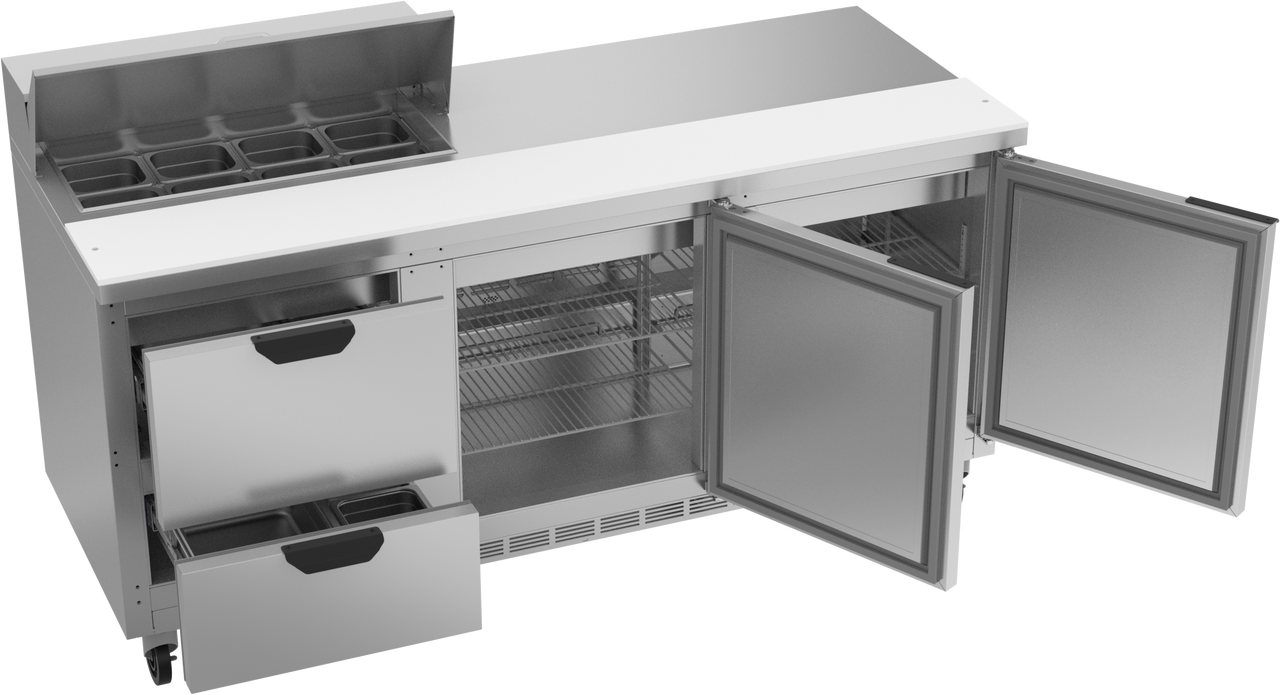 SPED72HC-08-2 | 72" Sandwich Prep Table Two Drawers Two Doors Standard Top