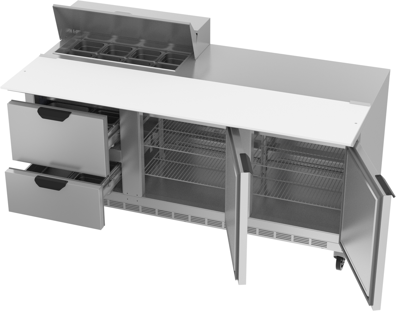 SPED72HC-08C-2 | 72" Sandwich Prep Table Two Drawers Two Doors with 17" Cutting Board