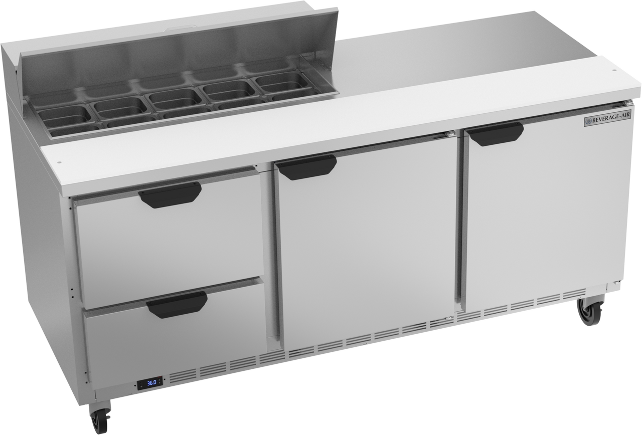 SPED72HC-10-2 | 72" Sandwich Prep Table Two Drawers Two Doors Standard Top