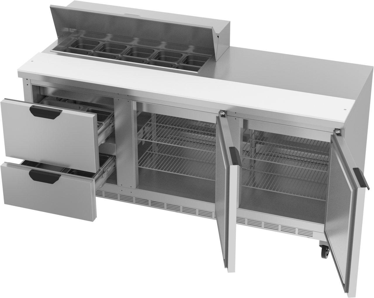 SPED72HC-10-2 | 72" Sandwich Prep Table Two Drawers Two Doors Standard Top