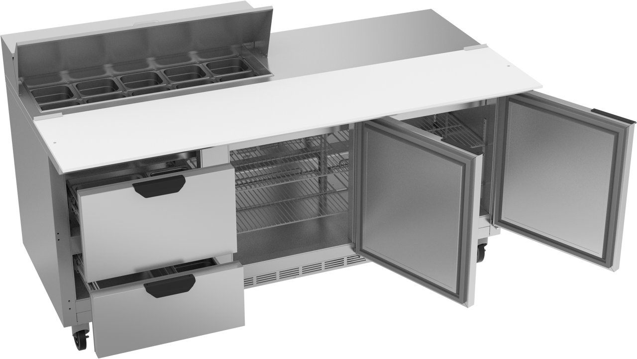 SPED72HC-10C-2 | 72" Sandwich Prep Table Two Drawers Two Doors with 17" Cutting Board