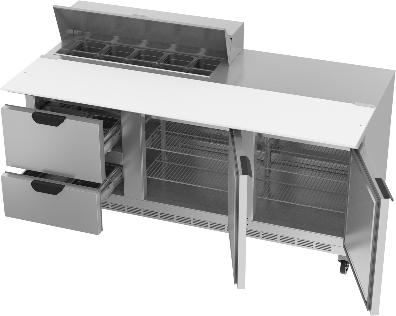 SPED72HC-10C-2 | 72" Sandwich Prep Table Two Drawers Two Doors with 17" Cutting Board