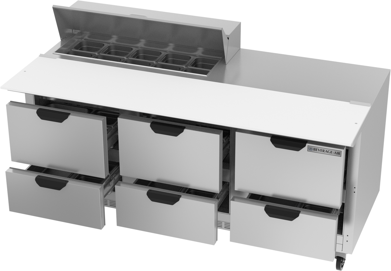 SPED72HC-10C-6 | 72" Sandwich Prep Table Six Drawers with 17" Cutting Board