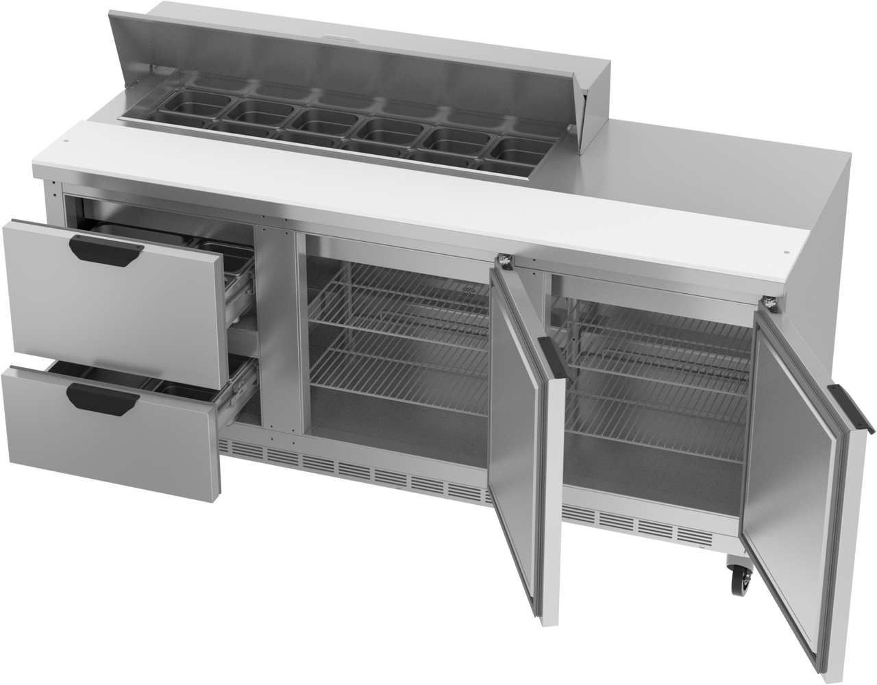 SPED72HC-12-2 | 72" Sandwich Prep Table Two Drawers Two Doors Standard Top
