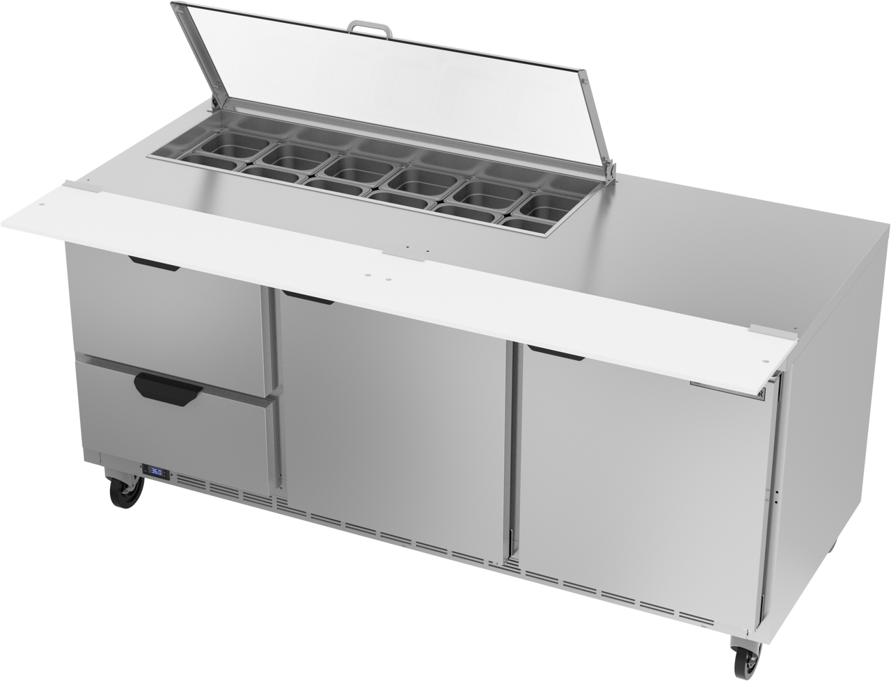 SPED72HC-12-2-CL | 72" Sandwich Prep Table Two Drawers Two Doors with Clear Lid