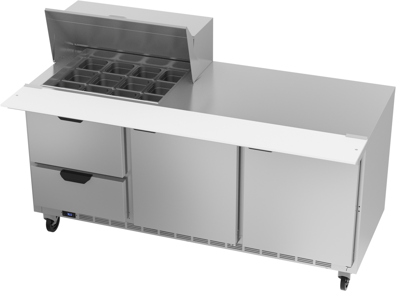 SPED72HC-12M-2 | 72" Sandwich Prep Table Two Drawers Two Doors Mega Top