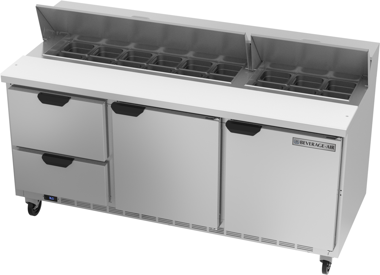 SPED72HC-18-2 | 72" Sandwich Prep Table Two Drawers Two Doors Standard Top