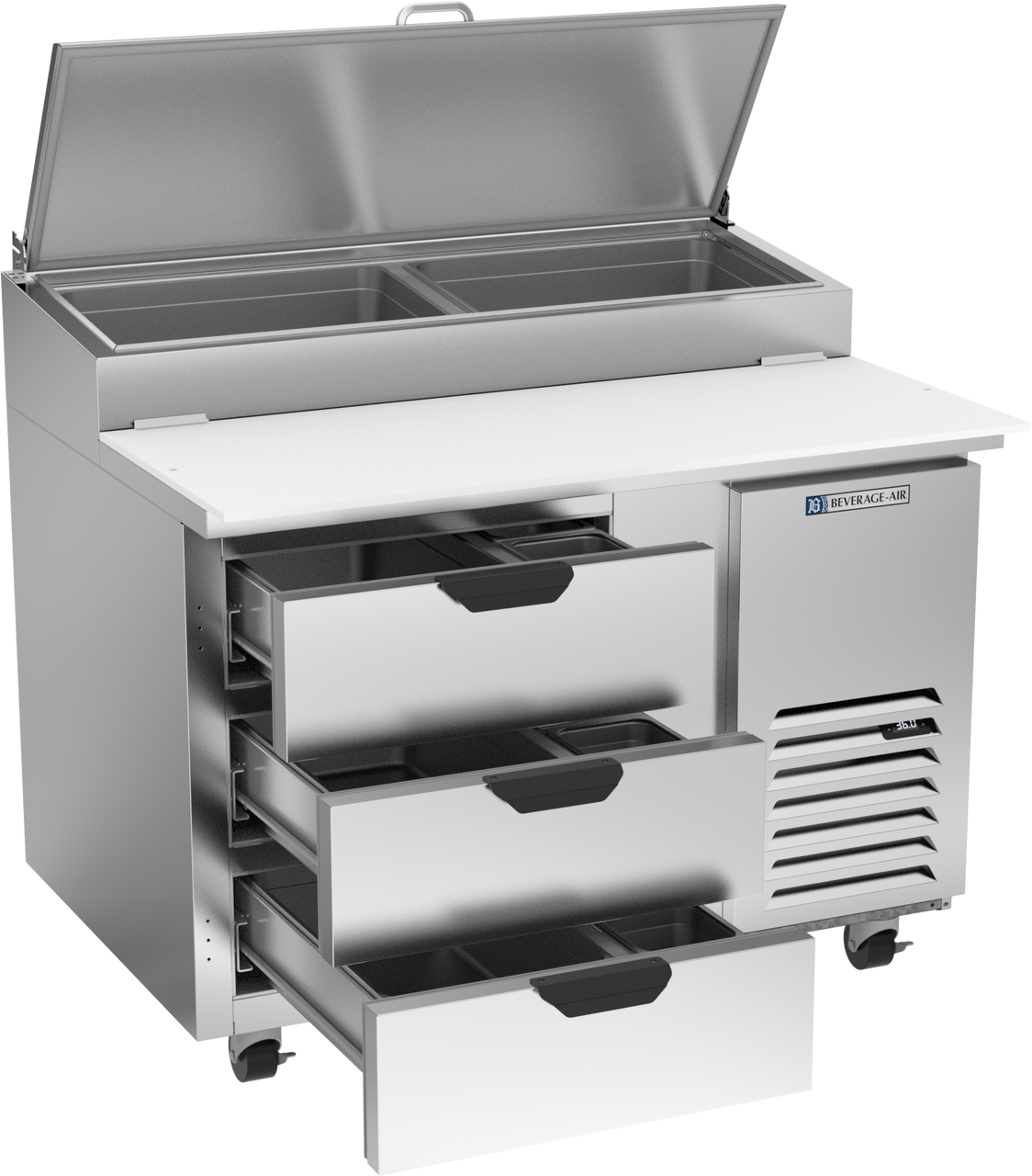 DPD46HC-3 | 46" Three Drawer Pizza Prep Table
