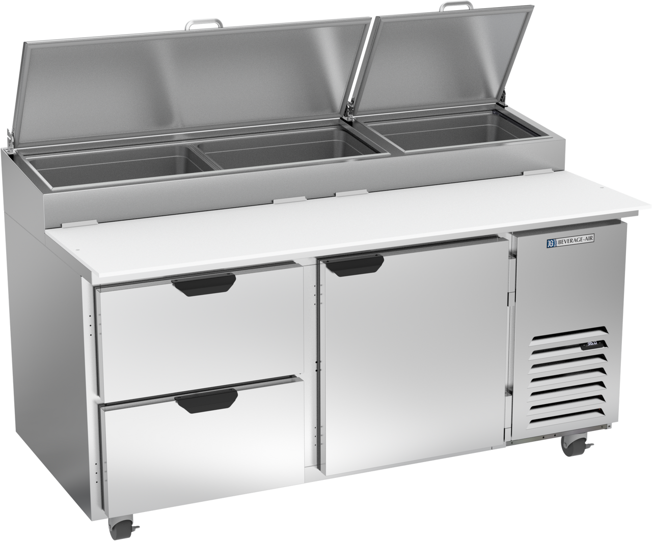 DPD67HC-2 | 67" Two Drawer One Door Pizza Prep Table