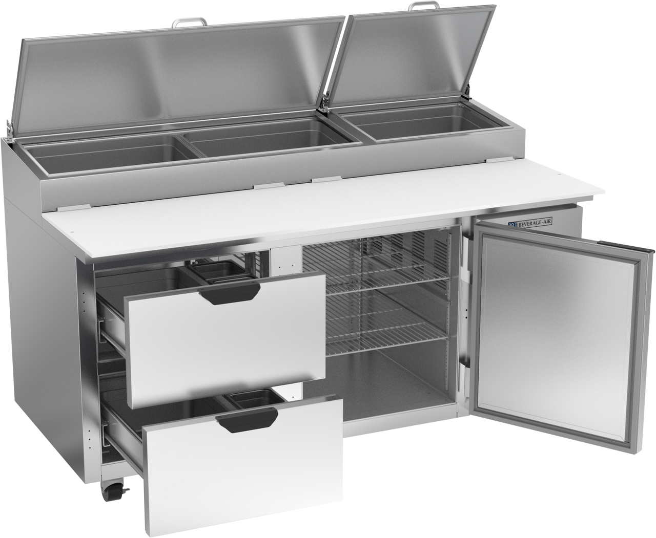 DPD67HC-2 | 67" Two Drawer One Door Pizza Prep Table