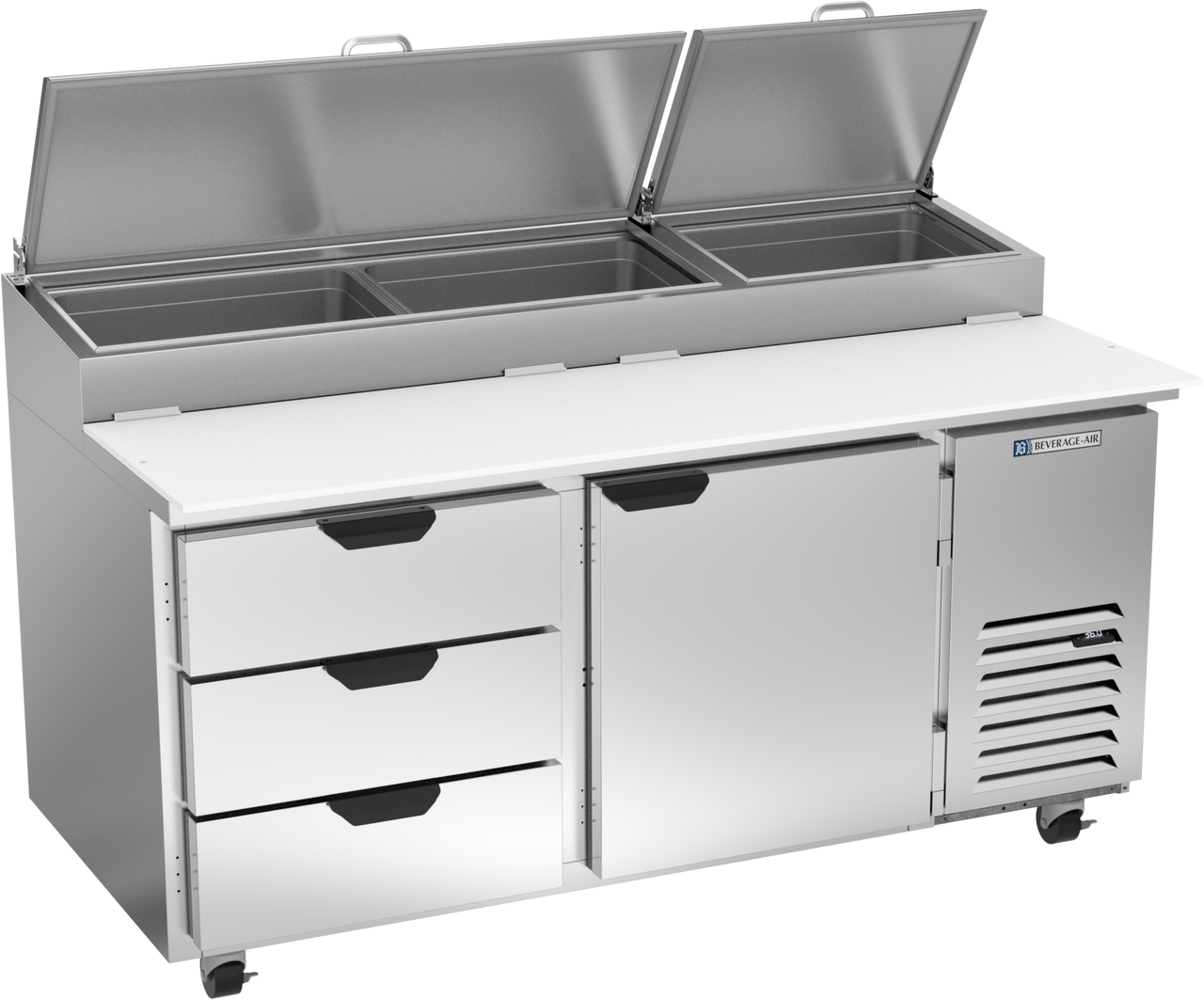 DPD67HC-3 | 67" Three Drawer One Door Pizza Prep Table