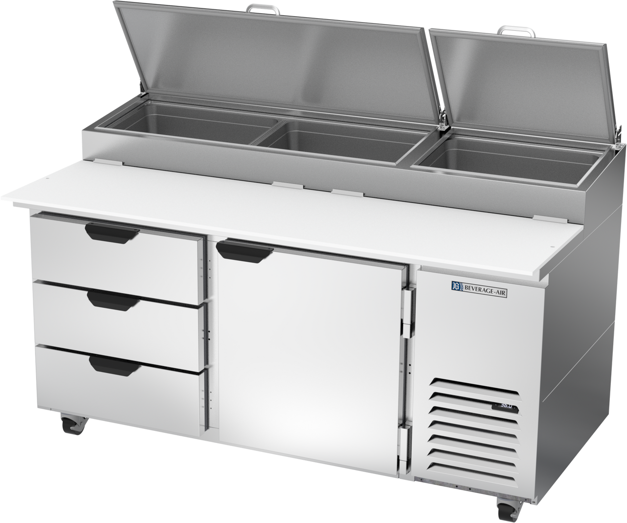 DPD67HC-3 | 67" Three Drawer One Door Pizza Prep Table