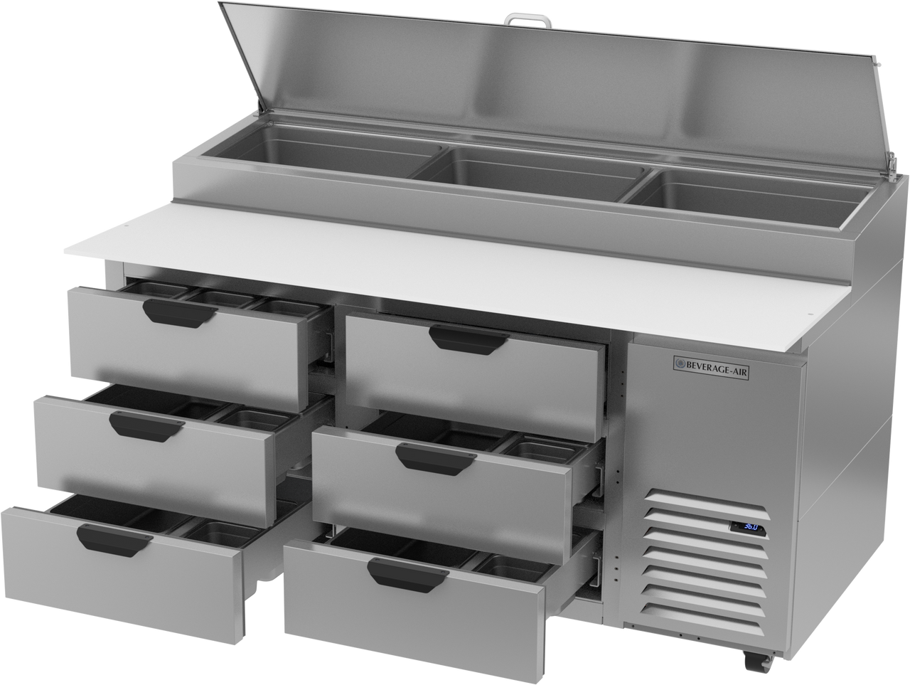 DPD67HC-6 | 67" Six Drawer Pizza Prep Table