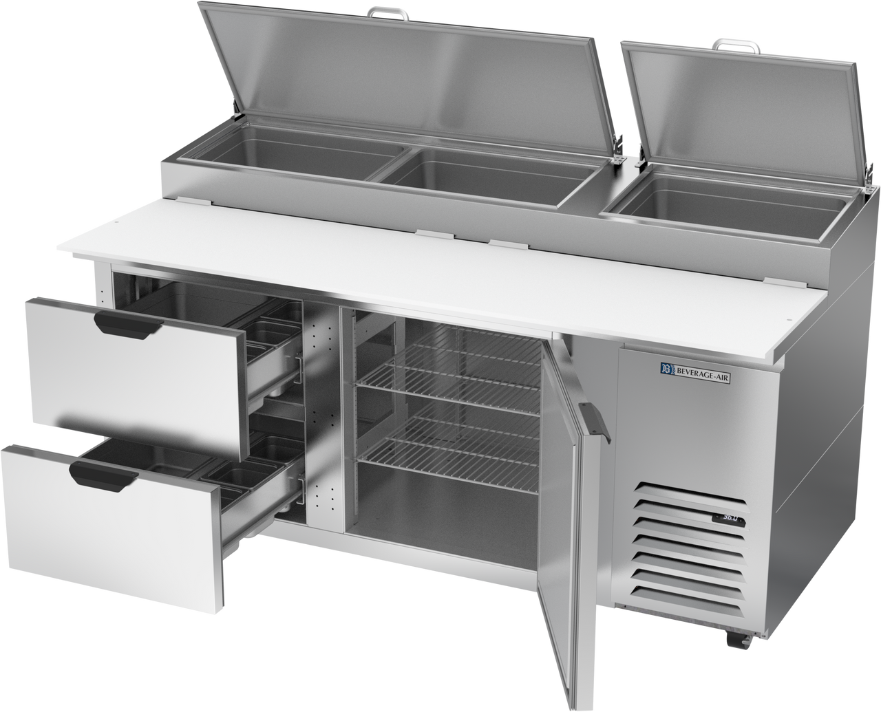 DPD72HC-2 | 72" Two Drawer One Door Pizza Prep Table
