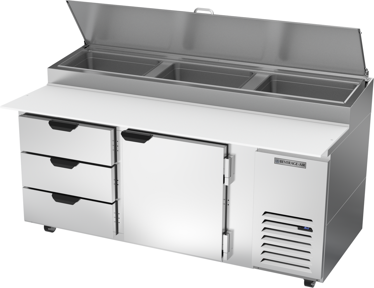 DPD72HC-3 | 72" Three Drawer One Door Pizza Prep Table