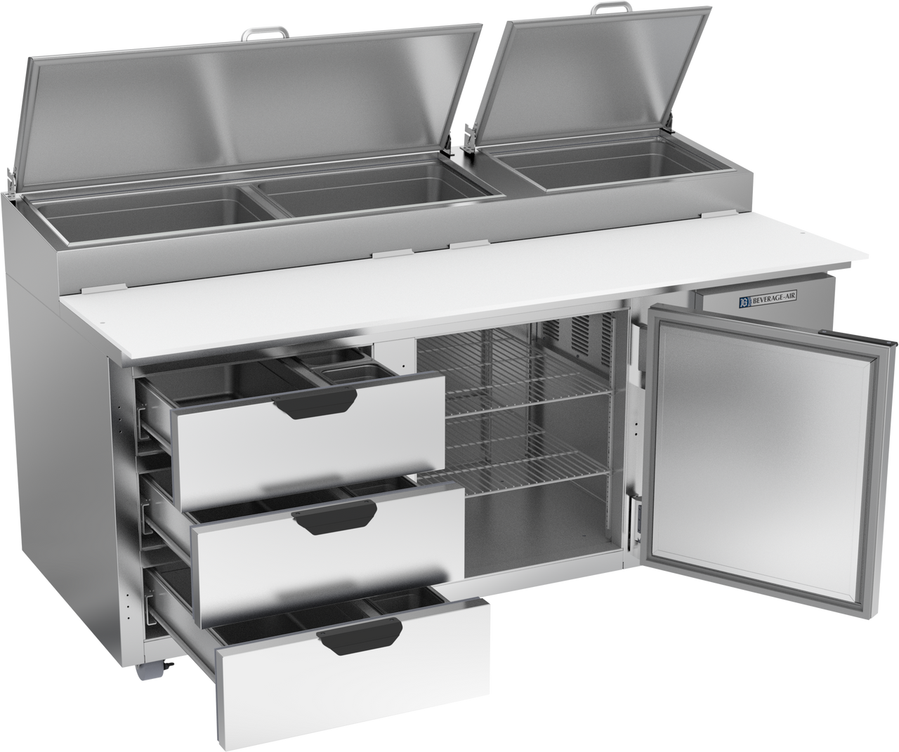 DPD72HC-3 | 72" Three Drawer One Door Pizza Prep Table