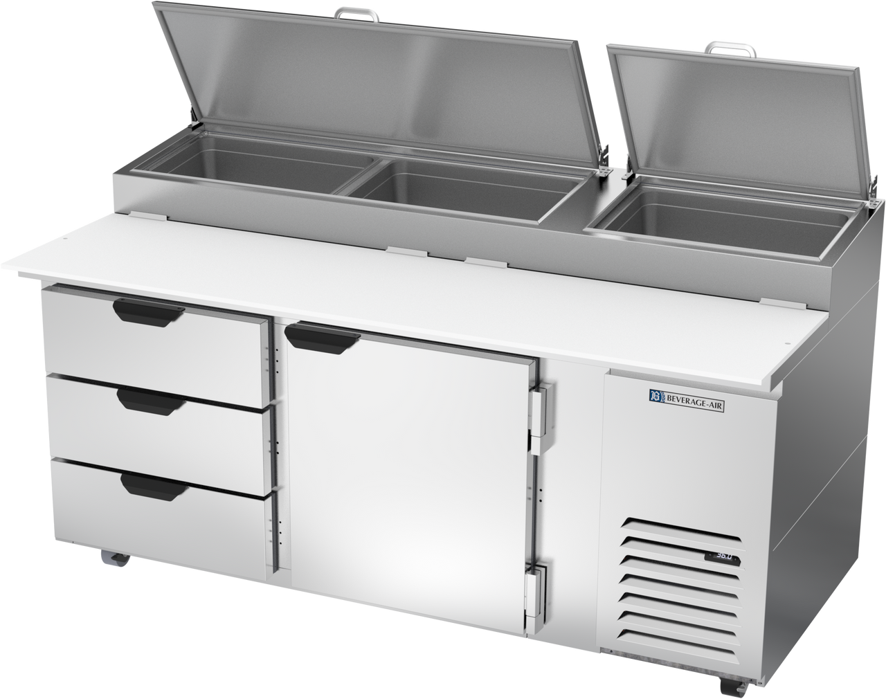 DPD72HC-3 | 72" Three Drawer One Door Pizza Prep Table