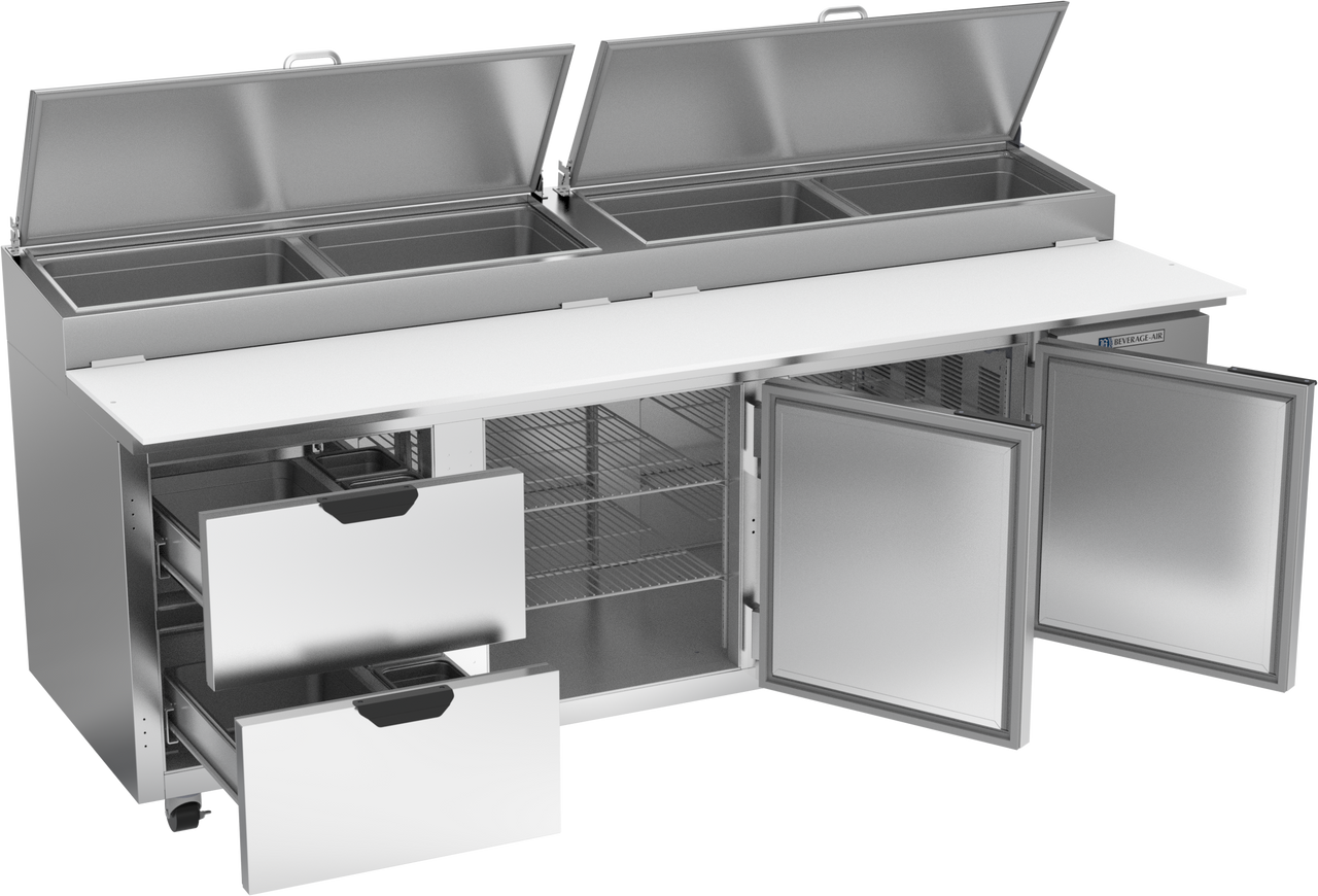 DPD93HC-2 | 93" Two Drawer Two Door Pizza Prep Table