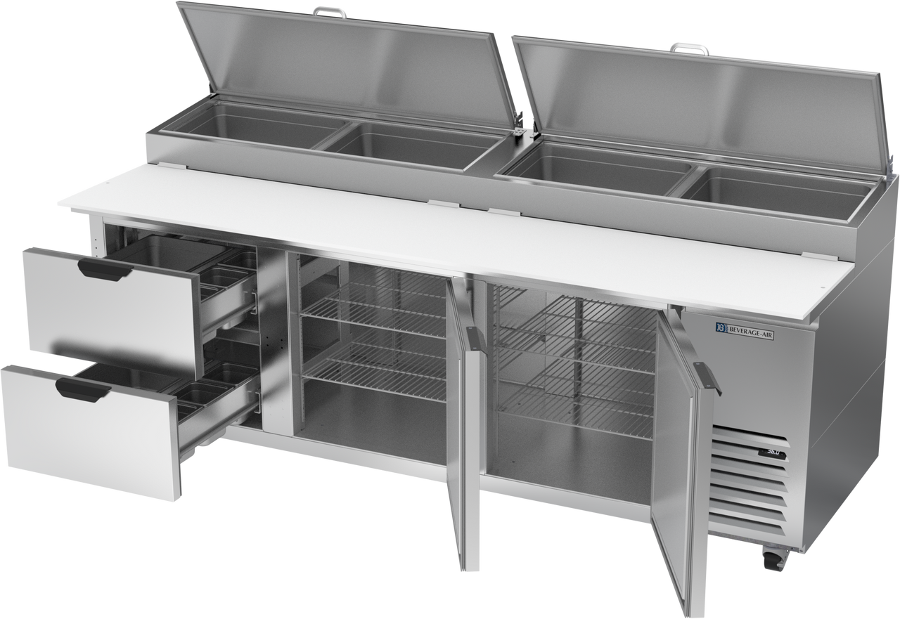 DPD93HC-2 | 93" Two Drawer Two Door Pizza Prep Table
