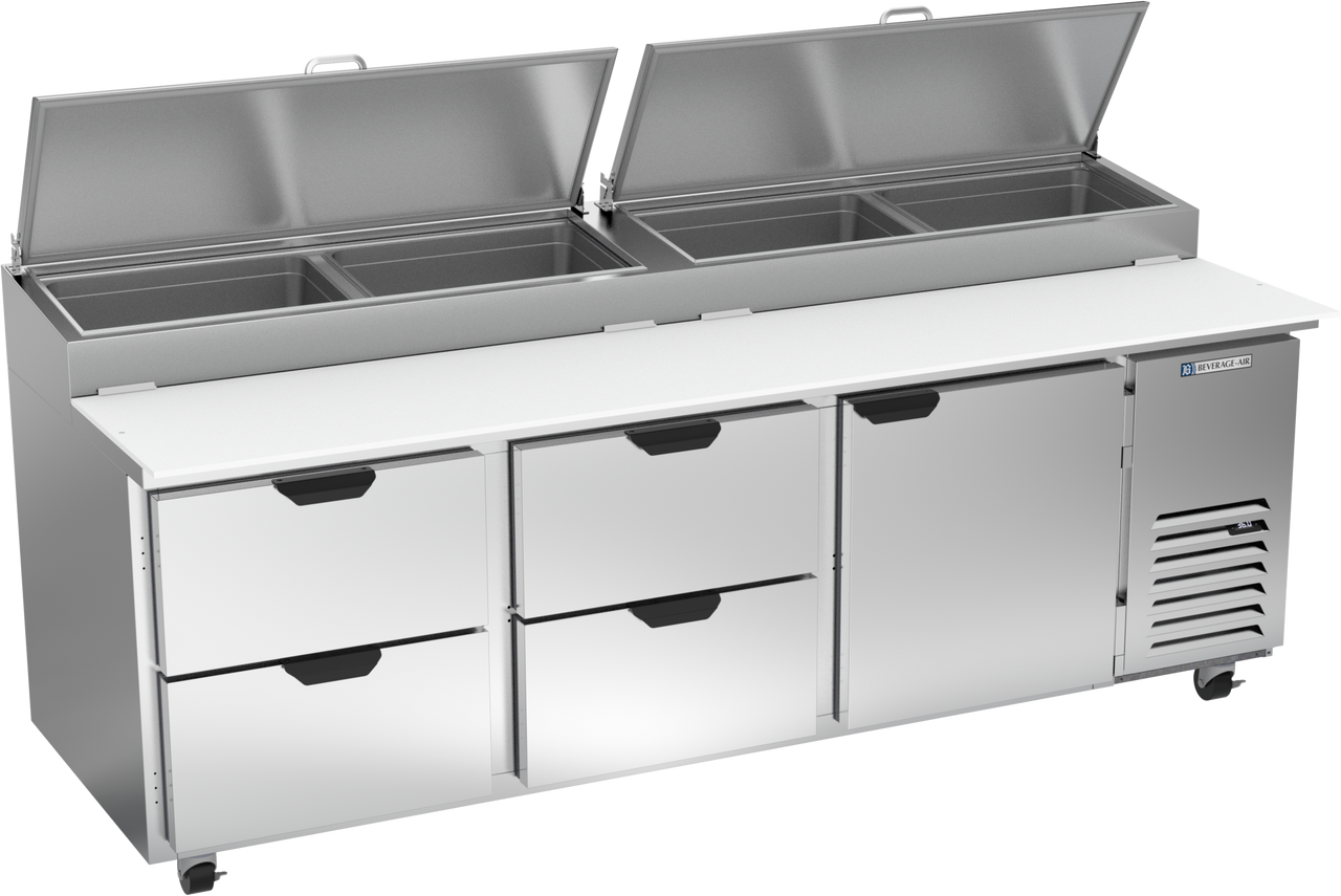 DPD93HC-4 | 93" Four Drawer One Door Pizza Prep Table