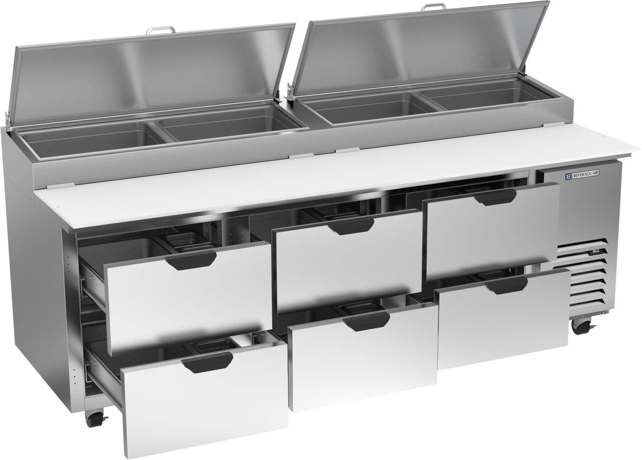 DPD93HC-6 | 93" Six Drawer Pizza Prep Table
