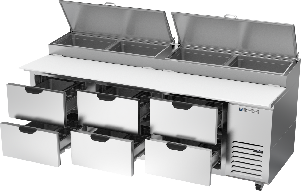 DPD93HC-6 | 93" Six Drawer Pizza Prep Table