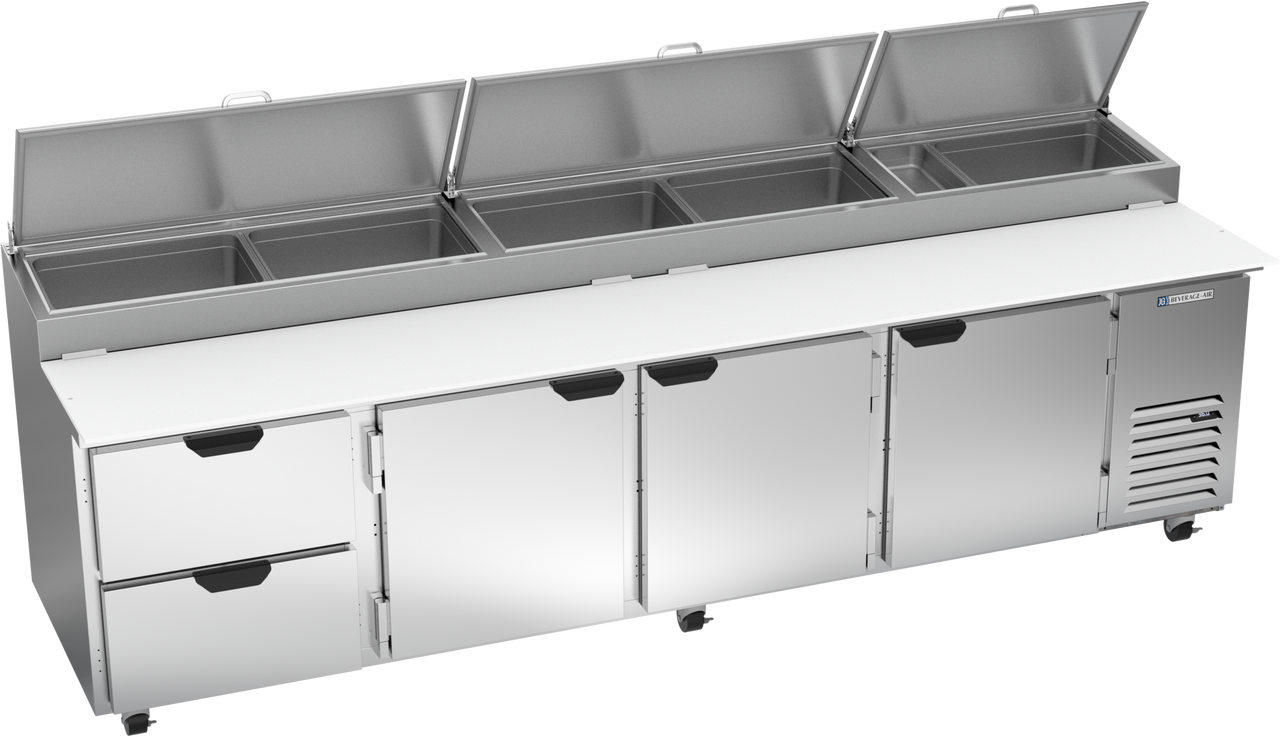 DPD119HC-2 | 119" Two Drawer Three Door Pizza Prep Table
